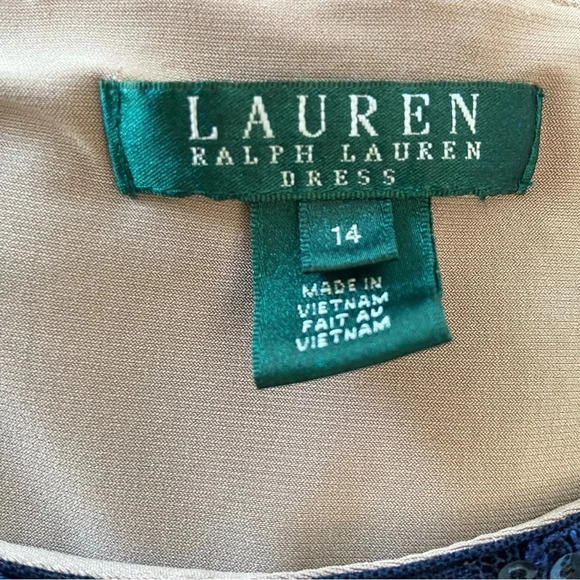 Lauren Ralph Lauren Sleeveless Gathered Knit Dress Size 14 Navy‎ - Picture 6 of 7